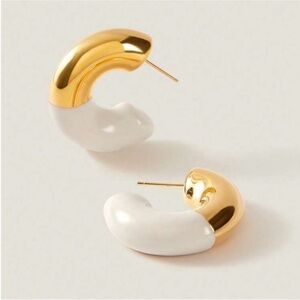 New! Anthropologie Gold Dip Tube Hoop Earrings (3023) NWOT
